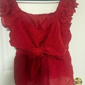 SHEIN Vibrant Red Ruffled Blouse